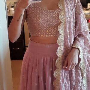 Mauve lengha. Indian/Pakistani dress/suit